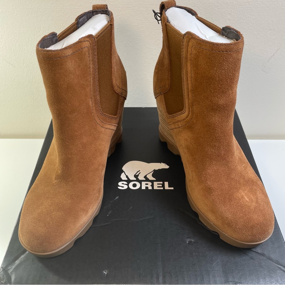 Sorel Joan Uptown Women’s Chelsea Wedge Ankle Boots Size 7 Waterproof Suede